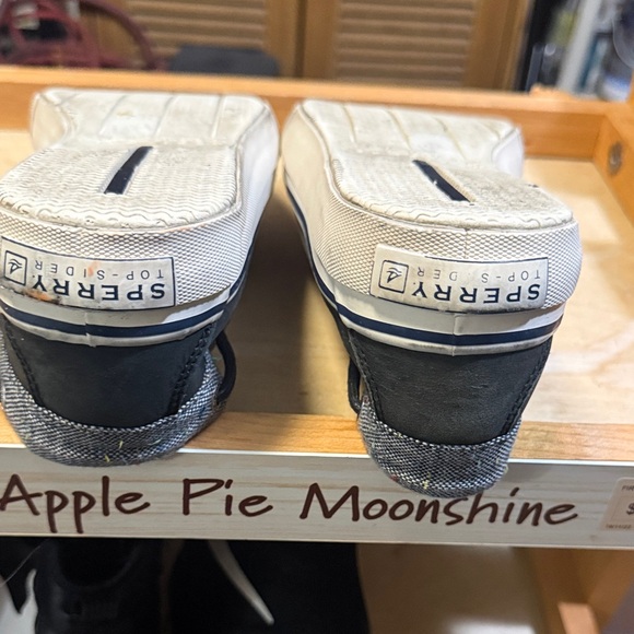 Sperry Men’s Black Top Slider deck/Boat Shoes with Gray Chambray Collar 11m - Picture 6 of 7